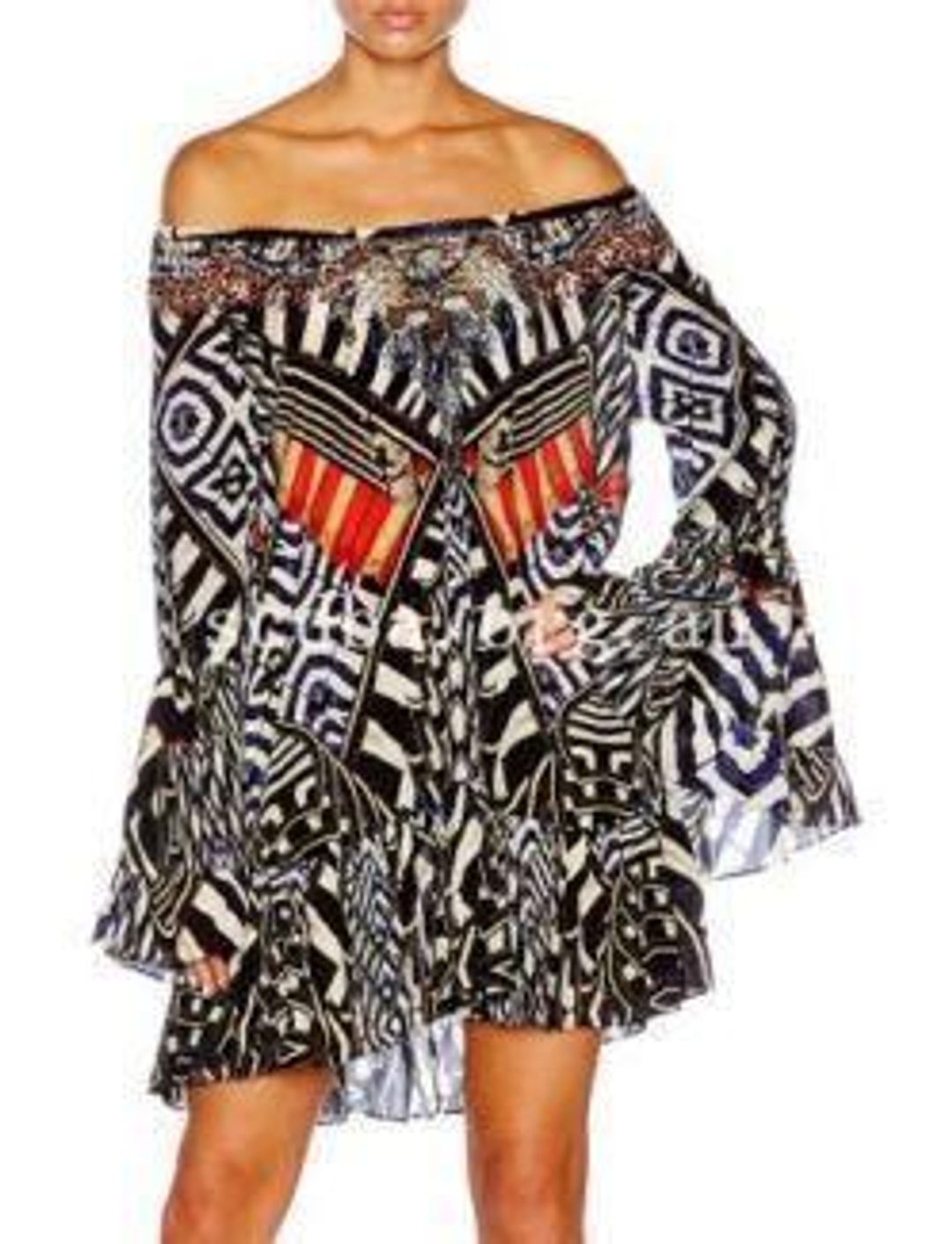 Camilla Louwalan Tales A Line Frill Black & Red Dress Size 10 for rent on The Volte - main image