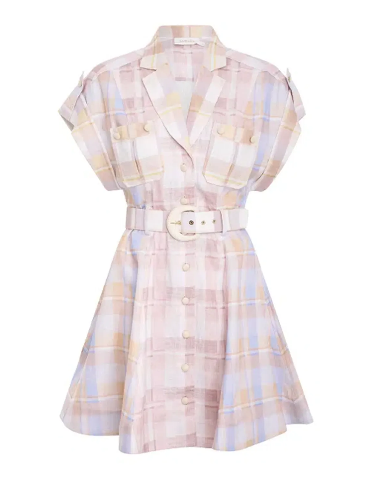 Zimmermann The Dancer Spliced Mini Dress in Multi Check Size 8 - Image 3