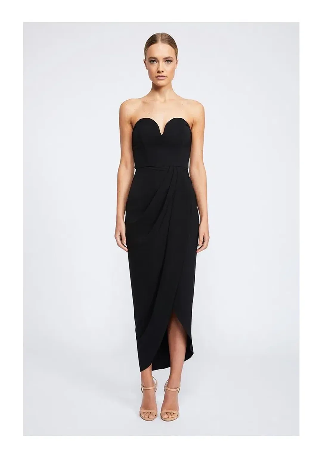 Shona Joy V-wire Bustier Draped Maxi Dress Black Size 6 for rent on The Volte - main image