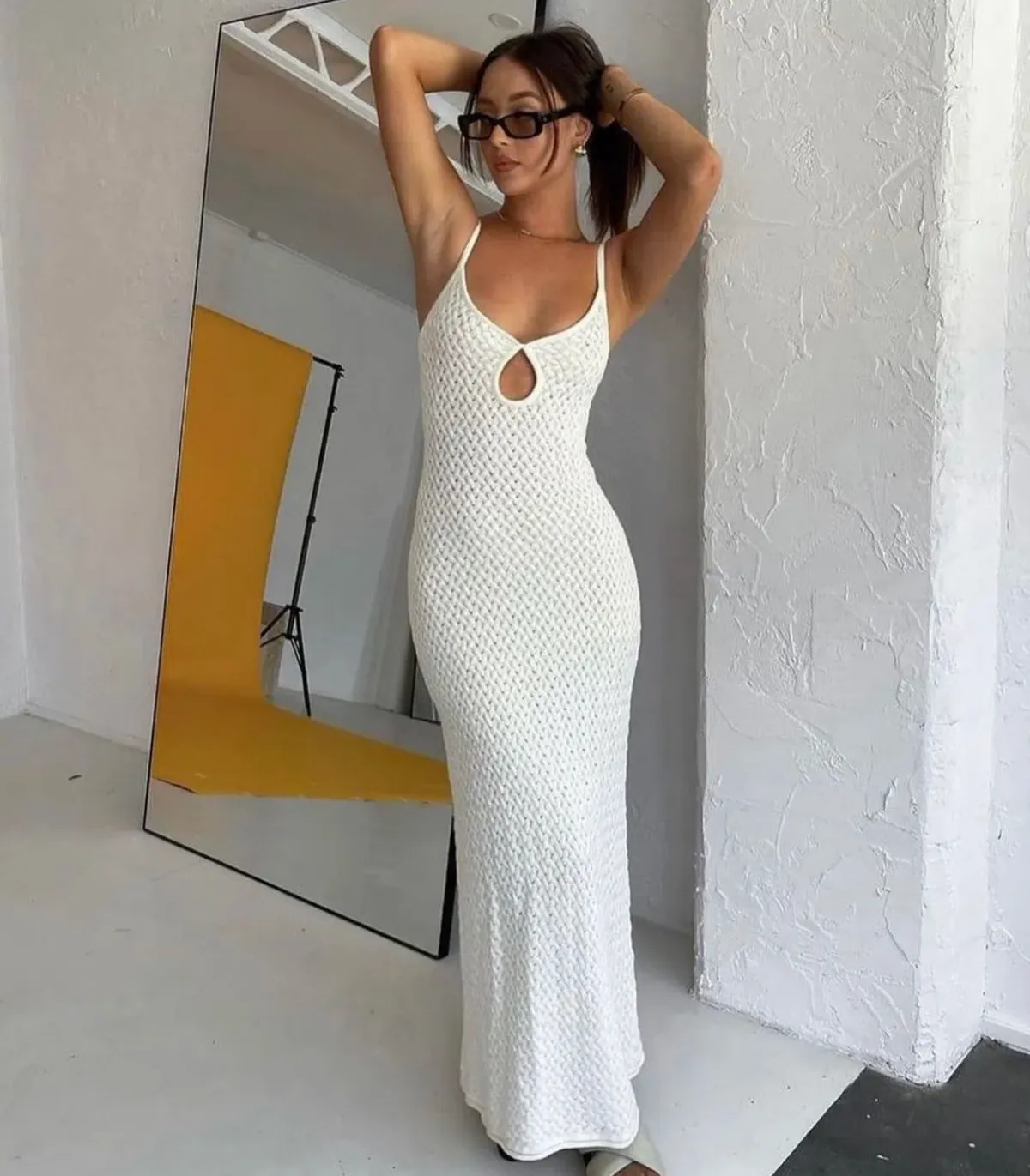 Bec & Bridge Effie Knit Key Maxi Dress Ivory Size 8 - Image 3