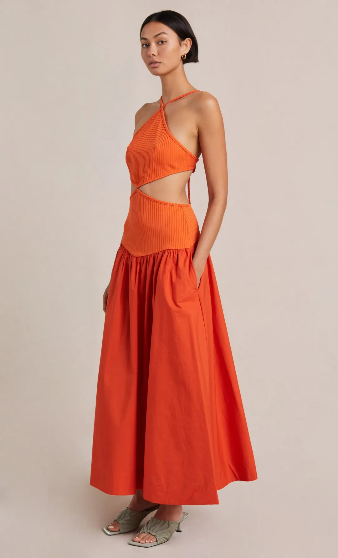 Bec and Bridge Ula Cut Out Maxi Dress Orange Size 8 for rent on The Volte - main image