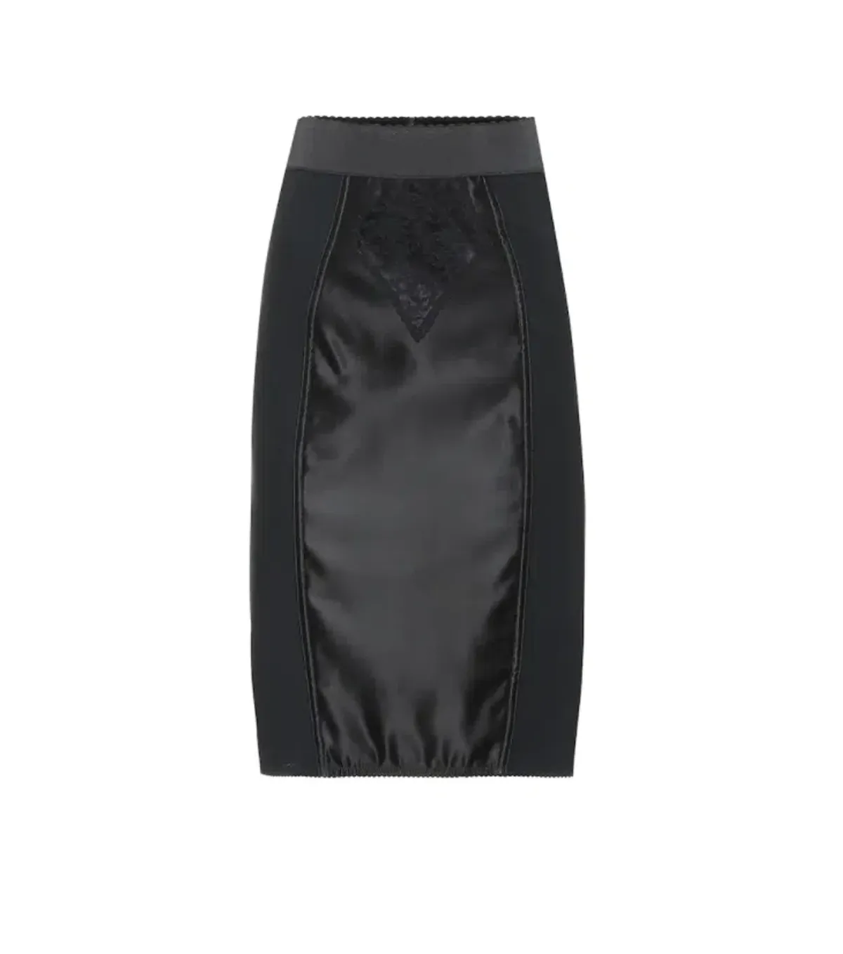 Dolce Gabbana Satin And Lace Pencil Skirt Black Size 6 - Image 3