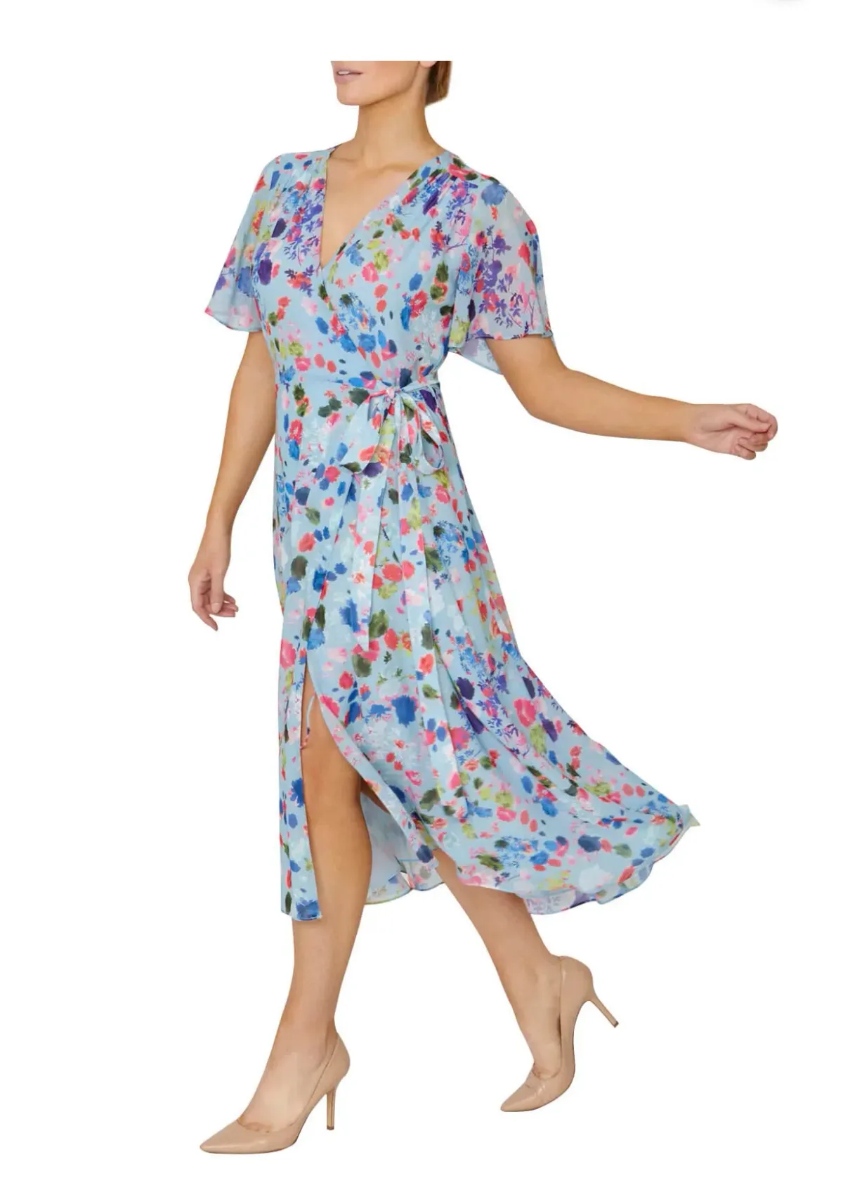 Anthea Crawford Floral Wrap Dress Print Size 8 - Image 5