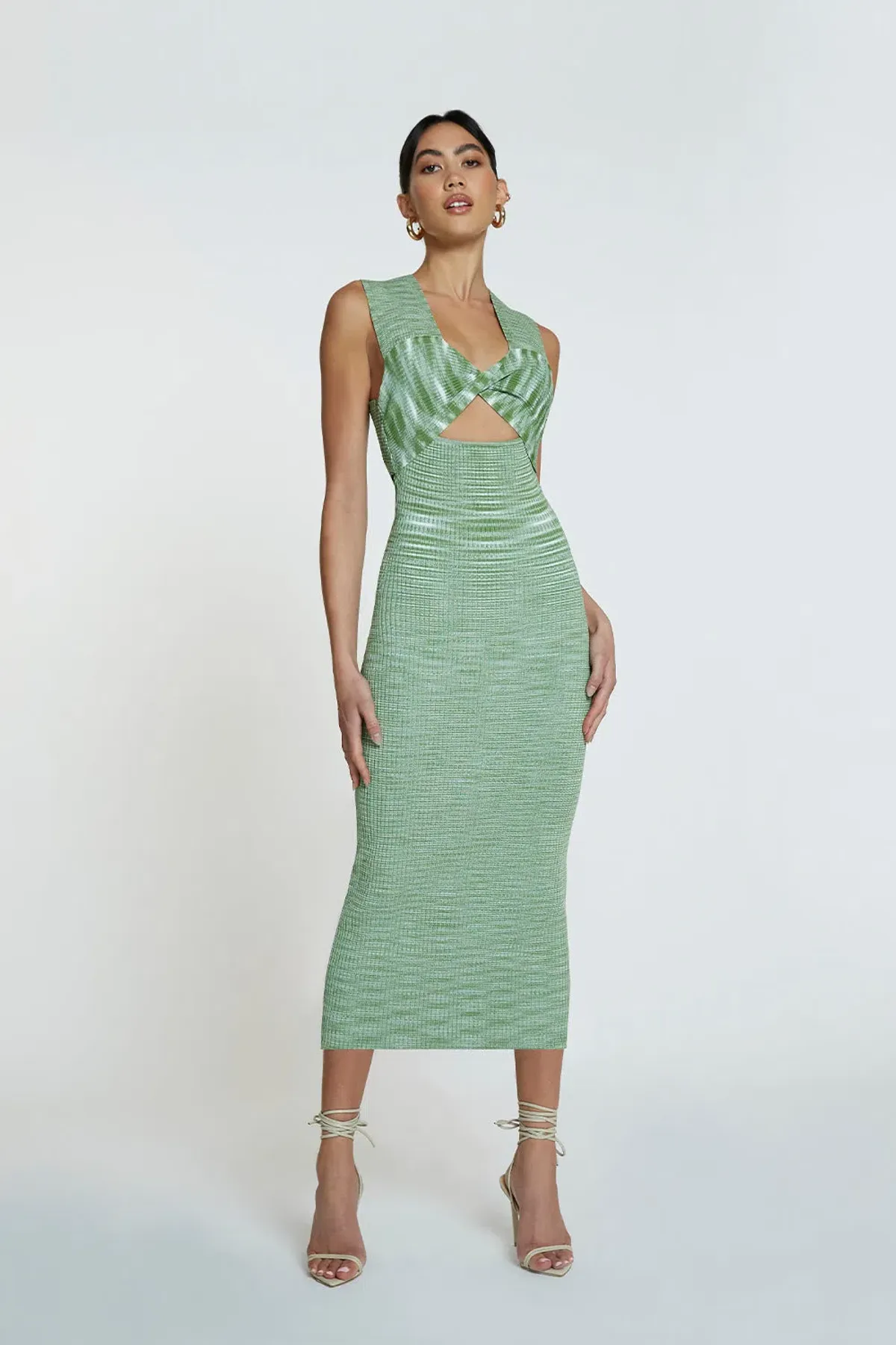 By Johnny Leora Latice Knit Midi Dress Matcha Size 10 - Image 1