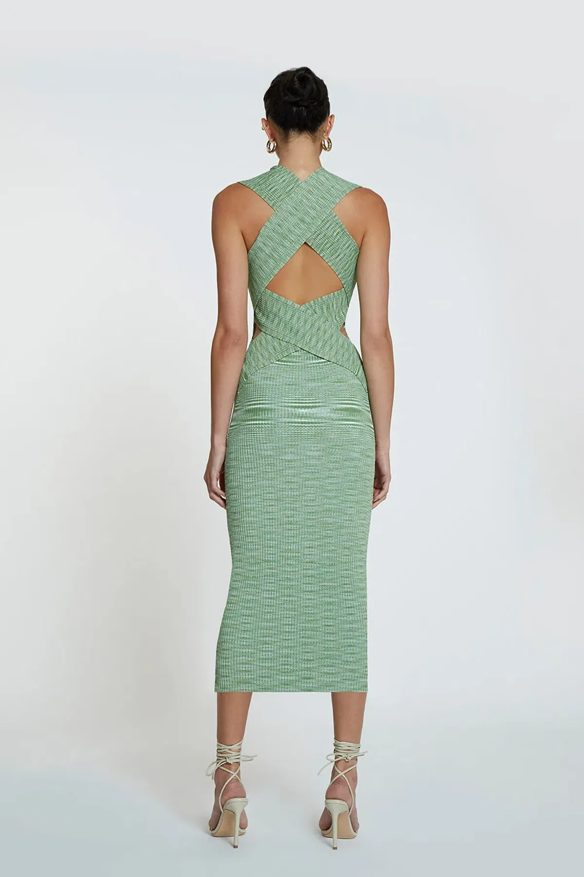 By Johnny Leora Latice Knit Midi Dress Matcha Size 10 - Image 2