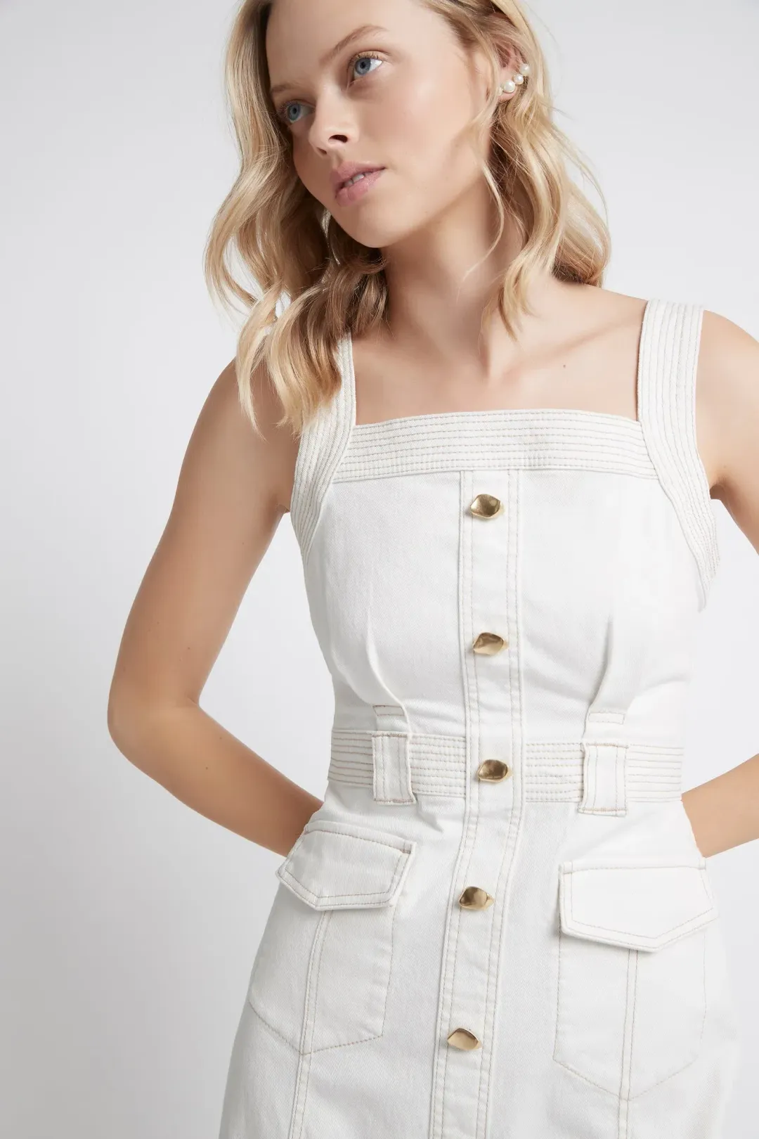 Aje Reclaim Midi Dress White Size 10 for rent on The Volte - main image