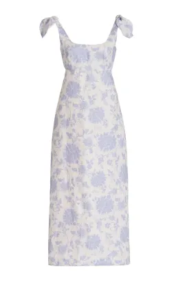 Zimmermann Postcard Open-back Floral-print Linen Midi Dress Blue Size 2/ AU 12 for rent on The Volte - image 5