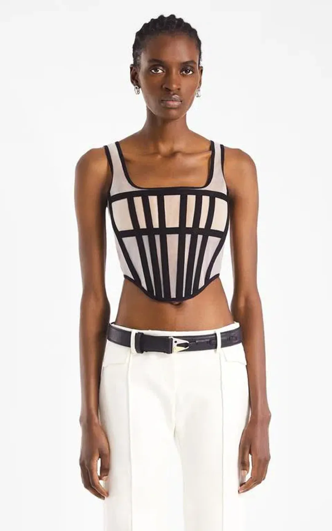 Dion Lee Spacer Knit Corset Top Cream Size 4 for rent on The Volte - main image