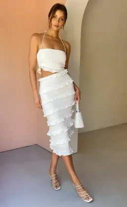 By Nicola Halo Midi Dress White Size 10 for rent on The Volte - image 1