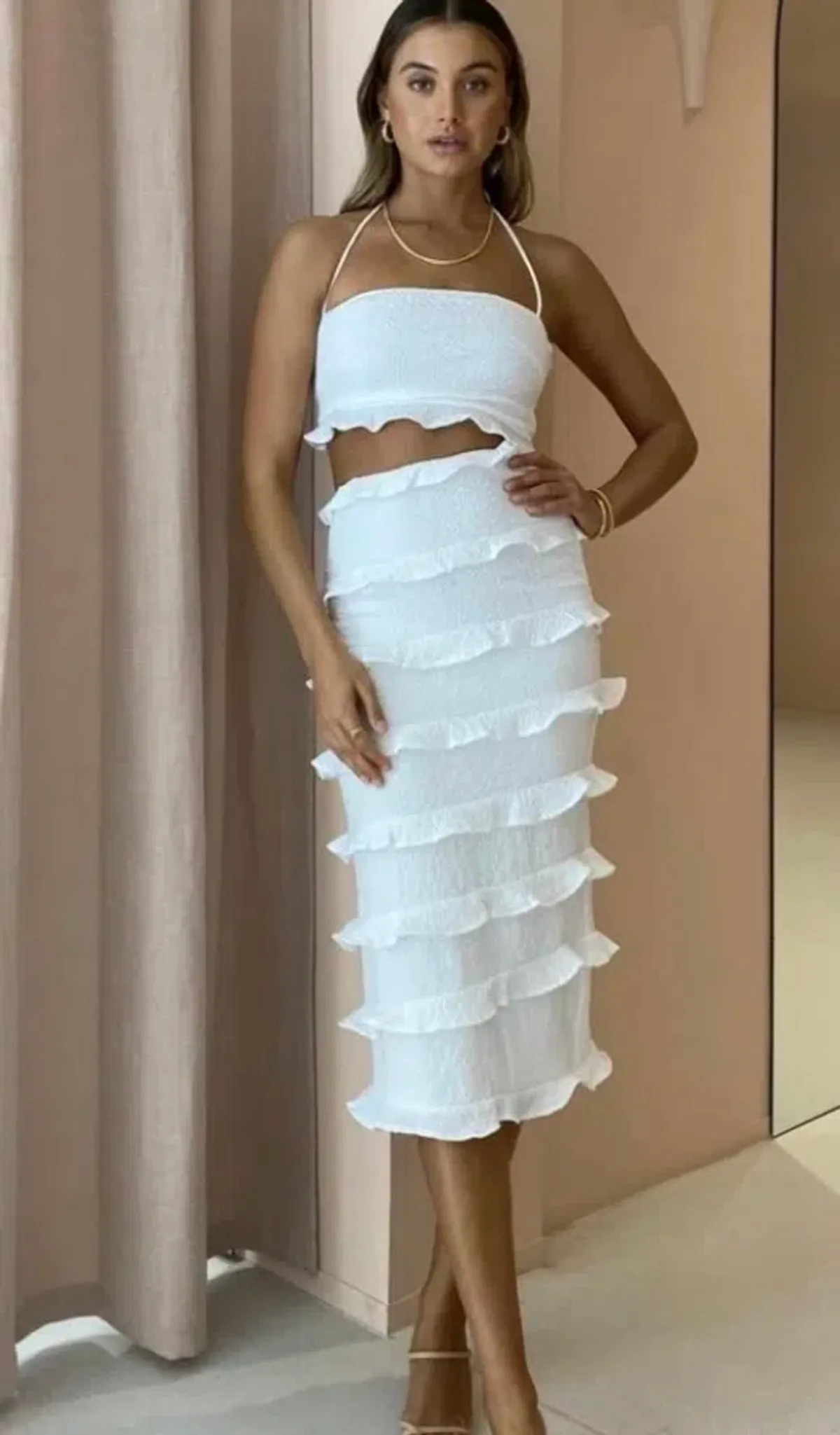 By Nicola Halo Midi Dress White Size 10 - Image 8