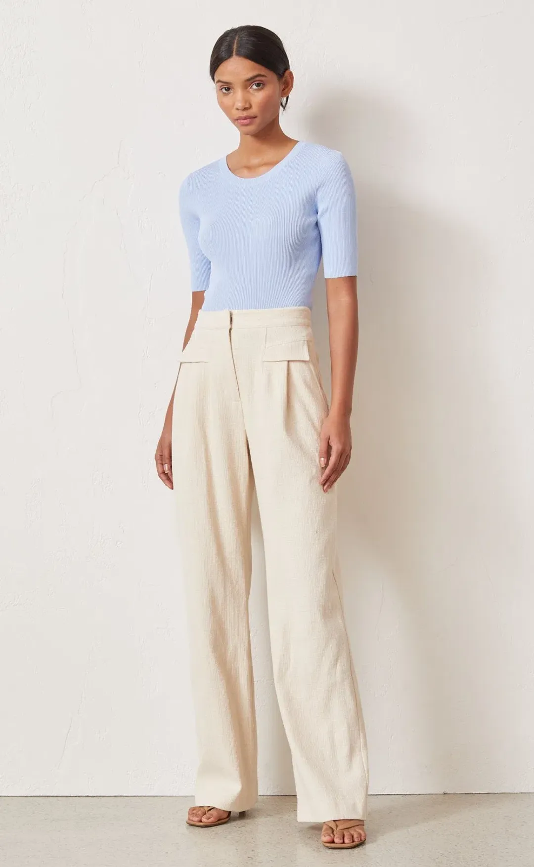Bec & Bridge Astrid Knit Tee and Anika Pants Set Blue Size 10 for rent on The Volte - main image