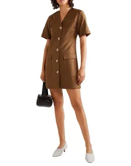 Anna Quan Portia Single Breasted Tailored Dress Brown Size 10 for rent on The Volte - image 1