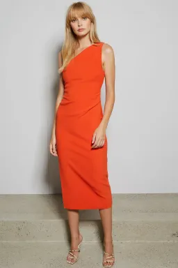 Bec & Bridge Ulla Asym Midi Dress Orange Size 8 for rent on The Volte - image 1