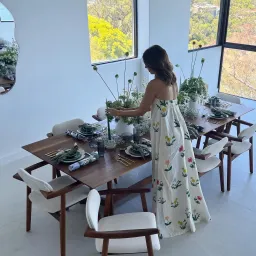 Oroton Poppy Print Gown Cream Size 6 for rent on The Volte - image 4