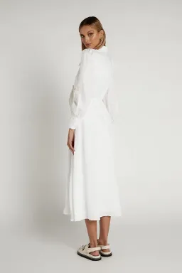Dissh Sia Linen Collar Midi Dress White Size 10 for rent on The Volte - image 2