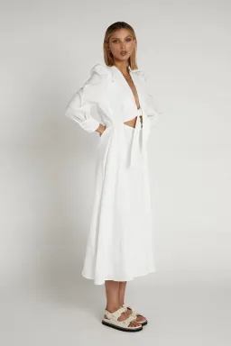 Dissh Sia Linen Collar Midi Dress White Size 10 for rent on The Volte - image 5