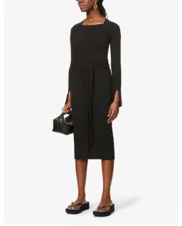 Viktoria & Woods Esplanade Split Sleeve Cotton Midi Dress Black Size 10 for rent on The Volte - image 2