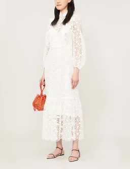 Zimmermann Goldie Scalloped-trim Lace Midi Dress White Size 0 (AU 8) for rent on The Volte - image 2