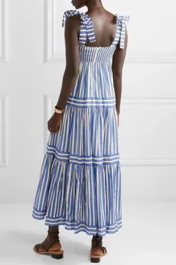 Zimmermann Verity Striped Tiered Maxi Dress Blue Stripe Size 0 / AU 8 for rent on The Volte - image 3