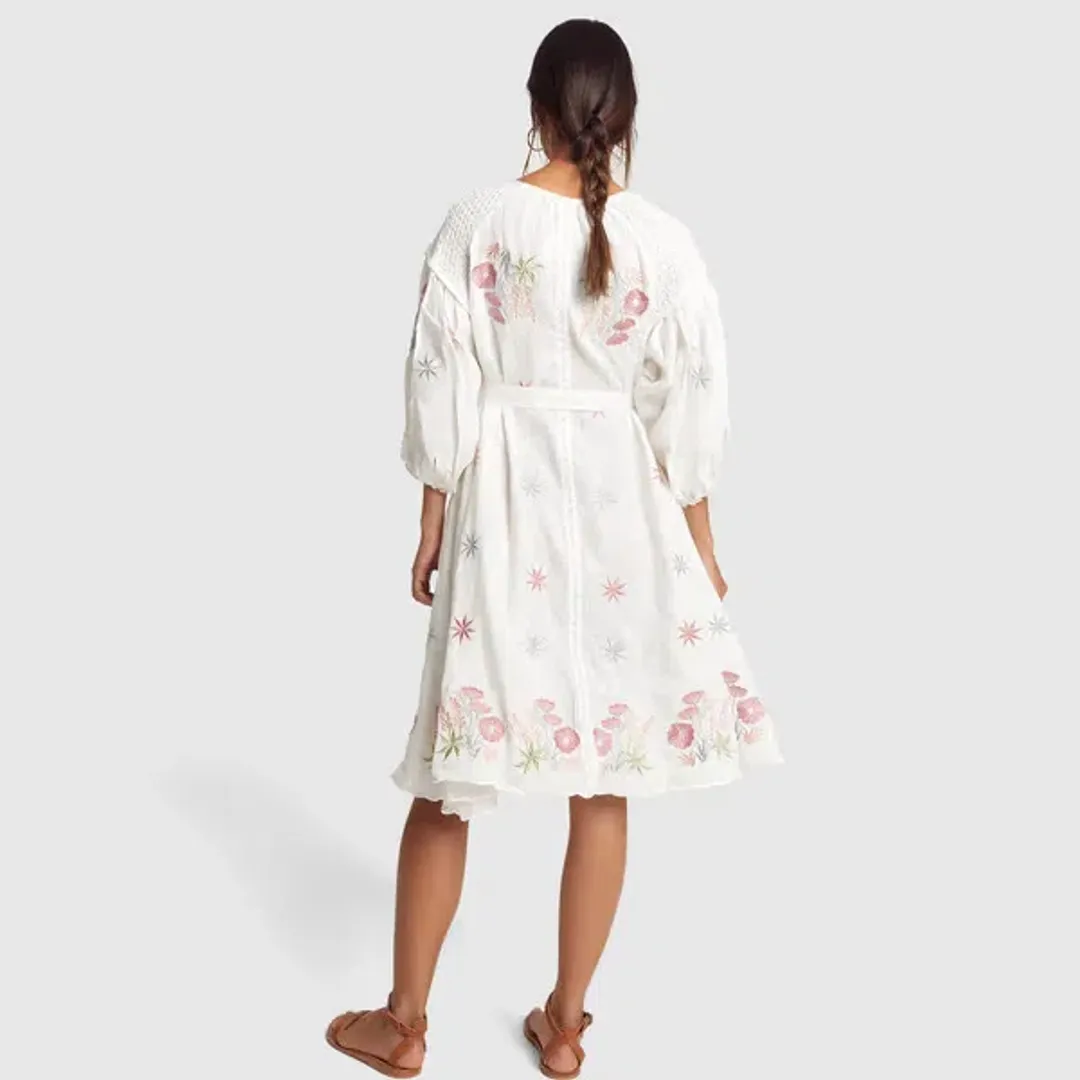 Innika Choo White Midi Smock Dress Print One Size for rent on The Volte - main image