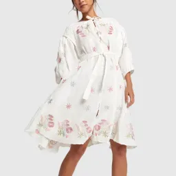 Innika Choo White Midi Smock Dress Print One Size for rent on The Volte - image 1