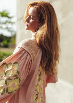 Innika Choo Sir Kulksware Pink Midi Smock Dress Print One Size for rent on The Volte - image 3