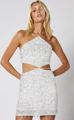 Winona Elodie Halter Dress White Sequin Size 8 for rent on The Volte - image 3