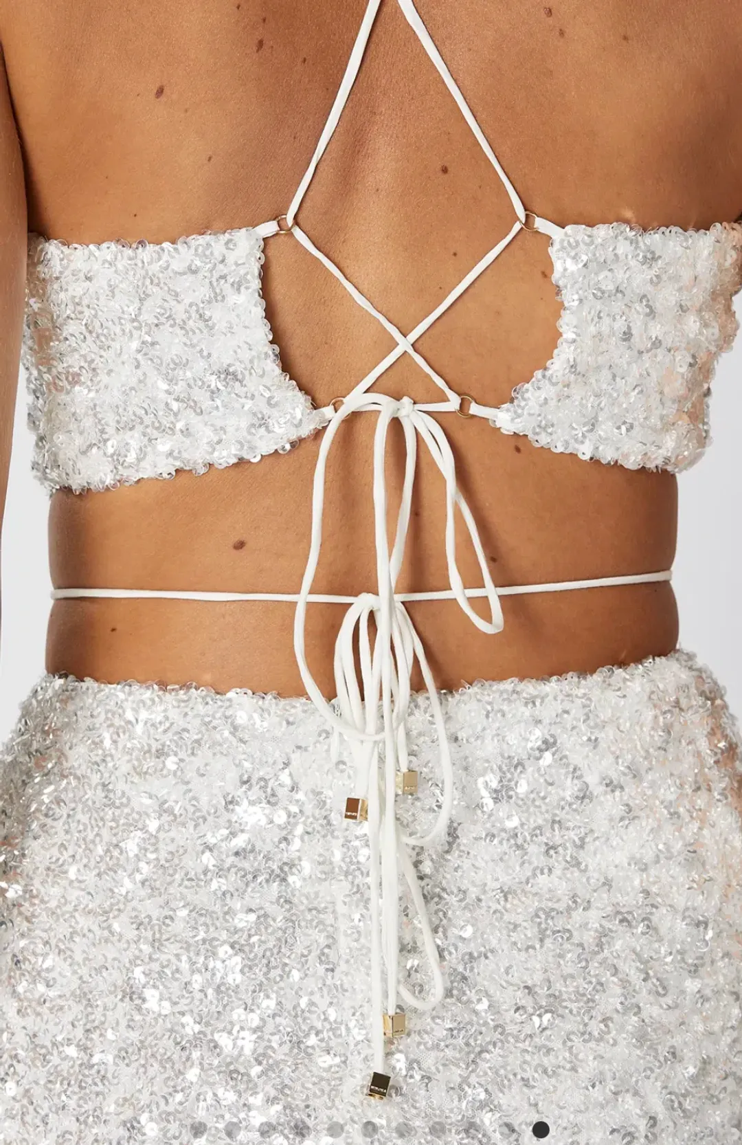 Winona Elodie Halter Dress White Sequin Size 8 for rent on The Volte - main image