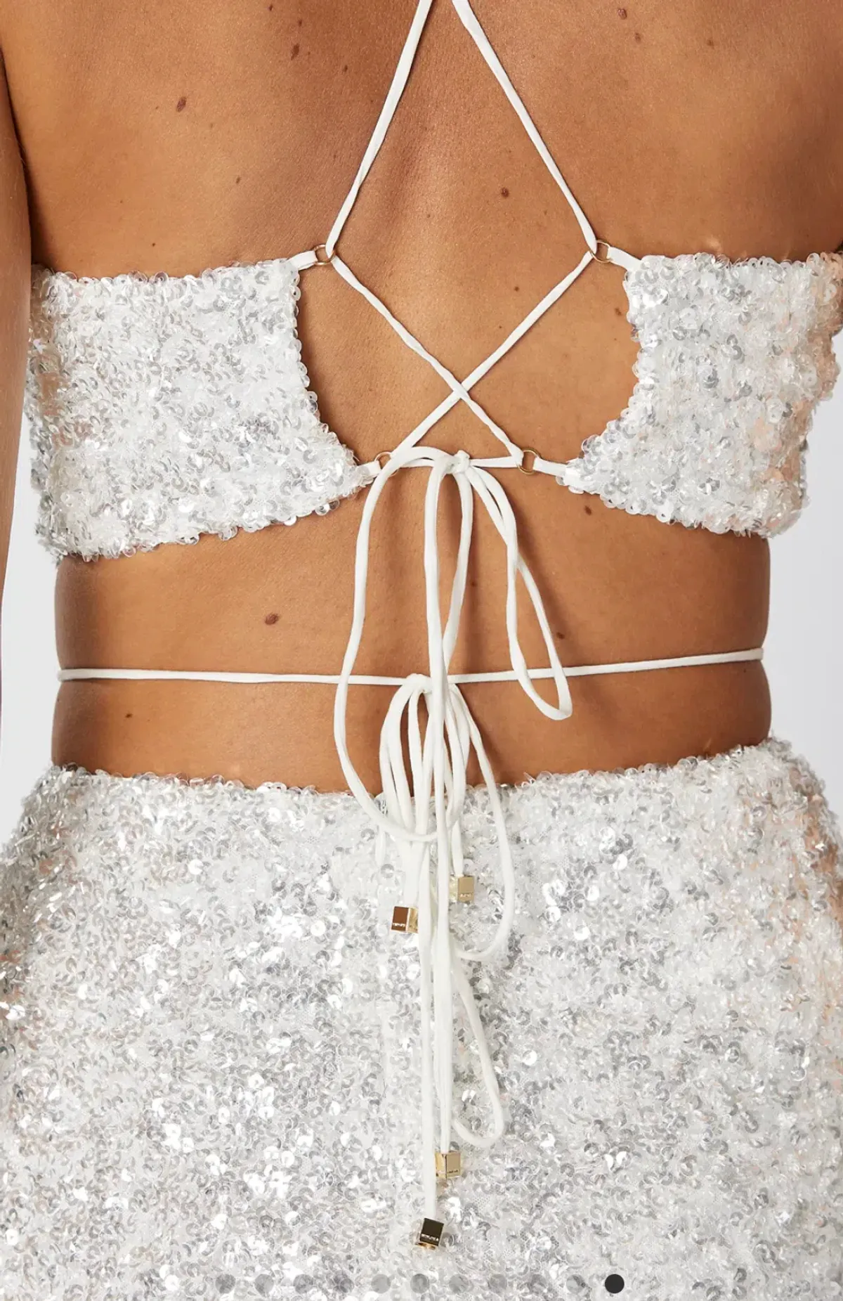 Winona Elodie Halter Dress White Sequin Size 8 - Image 5