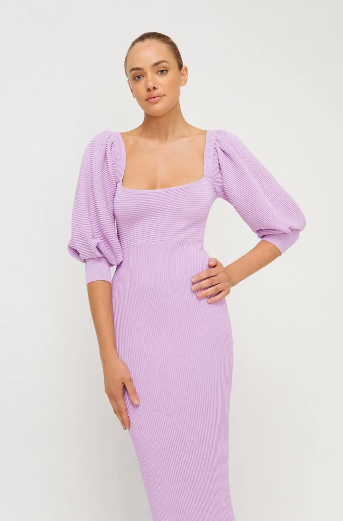 Sheike Bonnie Knit Midi Dress Lilac Purple Size 6 - Image 7
