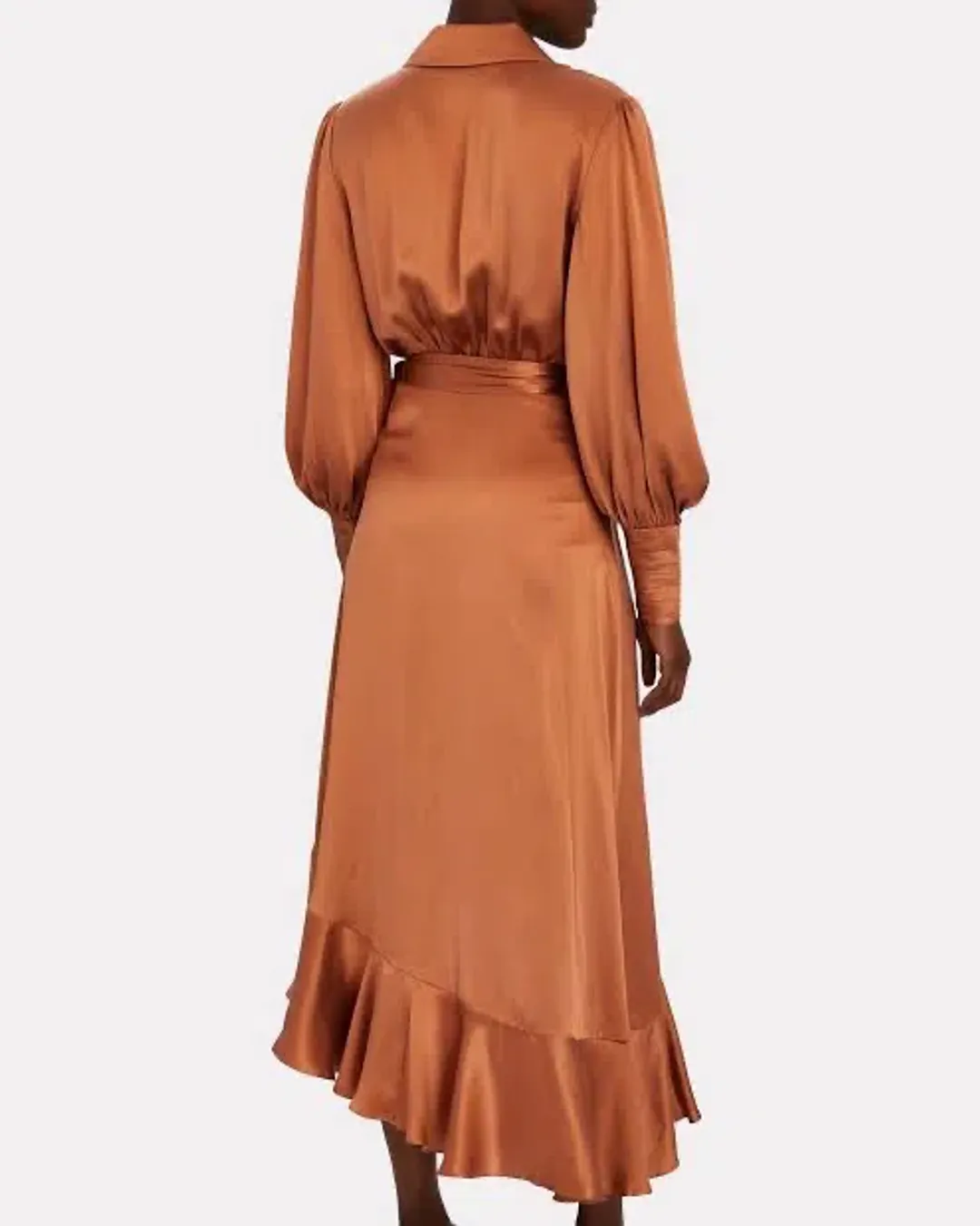 Zimmermann Silk Wrap Midi Dress Brown Size 12 for rent on The Volte - main image