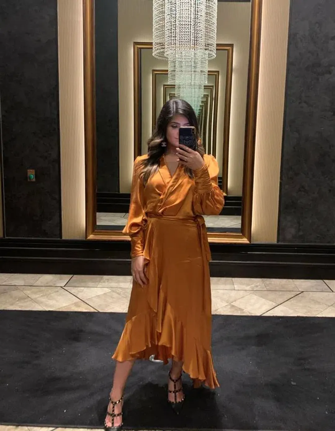 Zimmermann Silk Wrap Midi Dress Brown Size 12 for rent on The Volte - main image