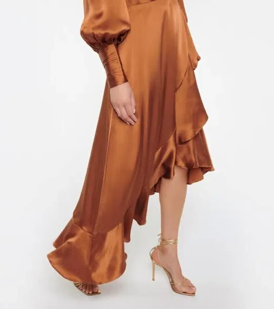 Zimmermann Silk Wrap Midi Dress Brown Size 12 for rent on The Volte - main image