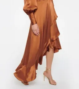Zimmermann Silk Wrap Midi Dress Brown Size 12 for rent on The Volte - image 3