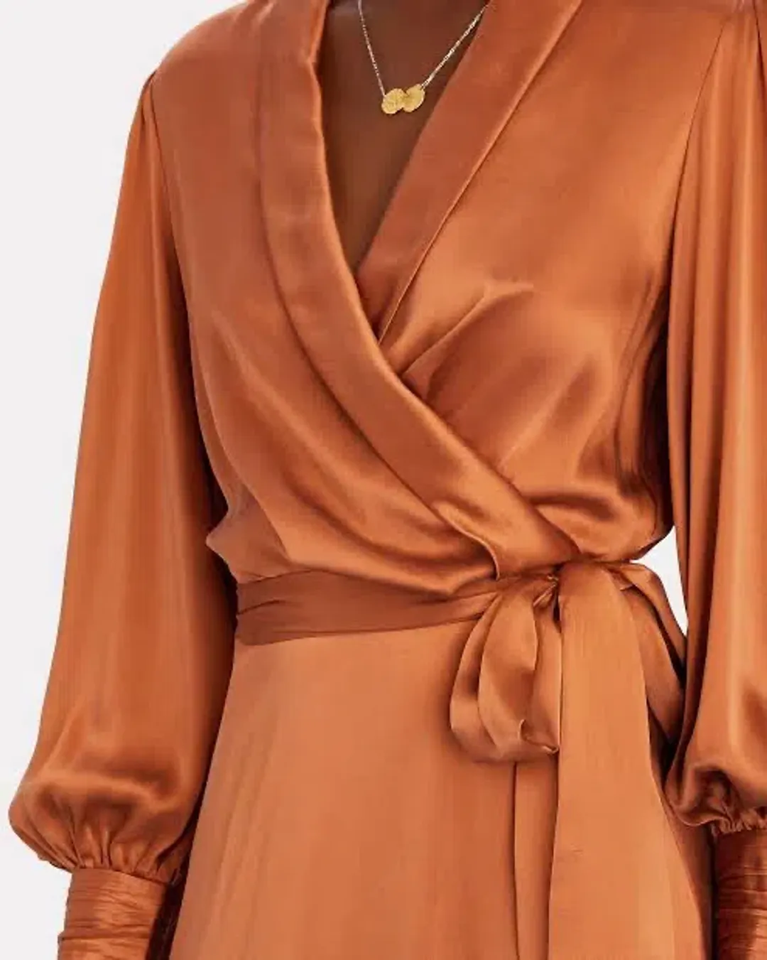 Zimmermann Silk Wrap Midi Dress Brown Size 12 for rent on The Volte - main image