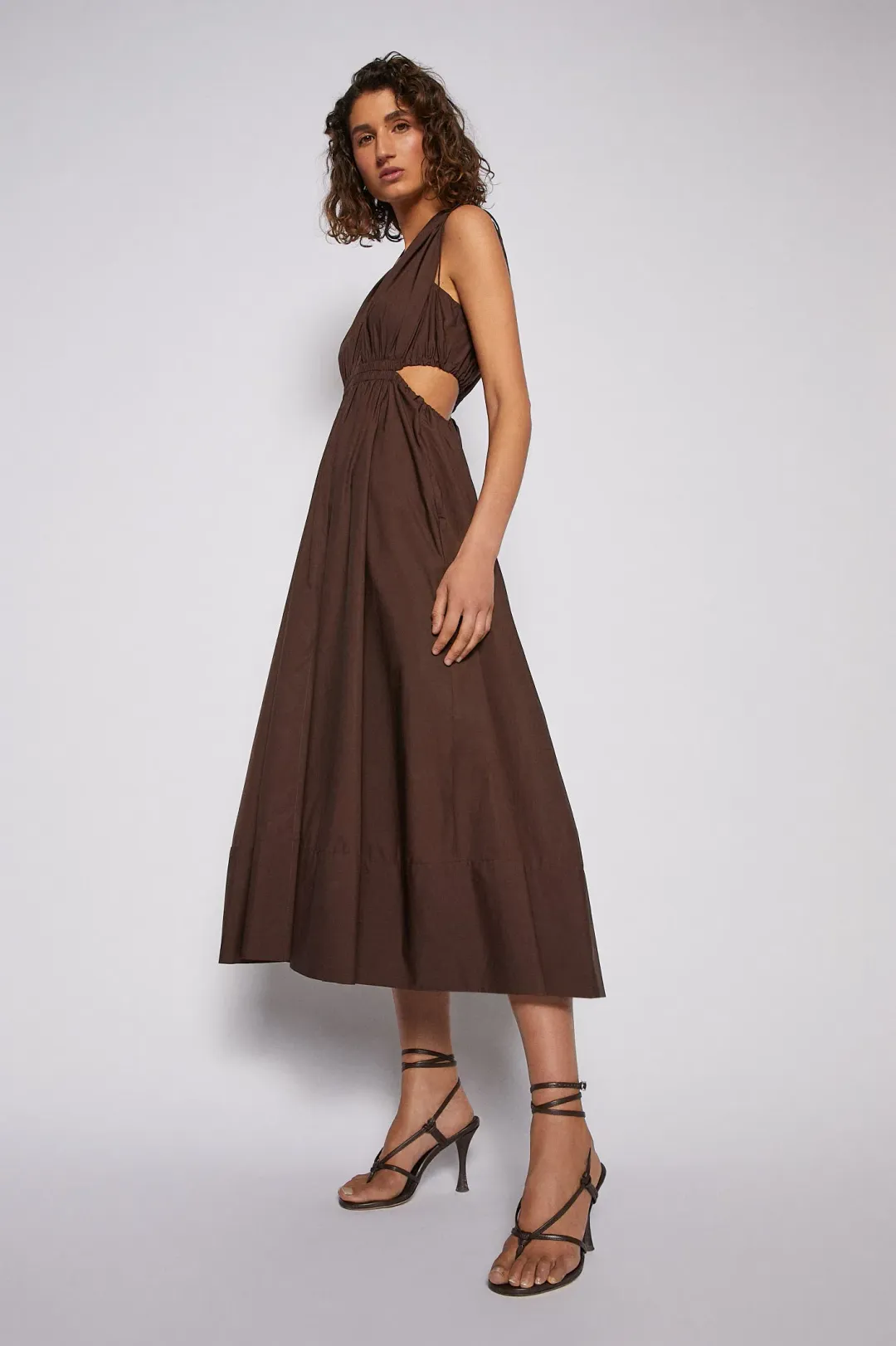 Scanlan Theodore Cotton Drawcord Dress Brown Size 8 for rent on The Volte - main image