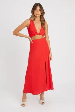 Kookai Hayman Split Skirt & Top Set Red Size 6 for rent on The Volte - image 1