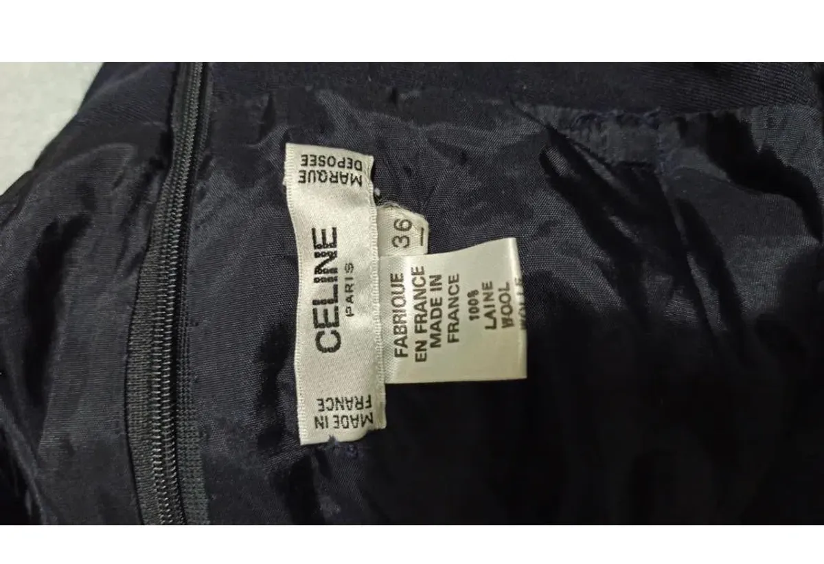 Céline Wool Mid-Length Skirt Navy Size 8 - Image 5