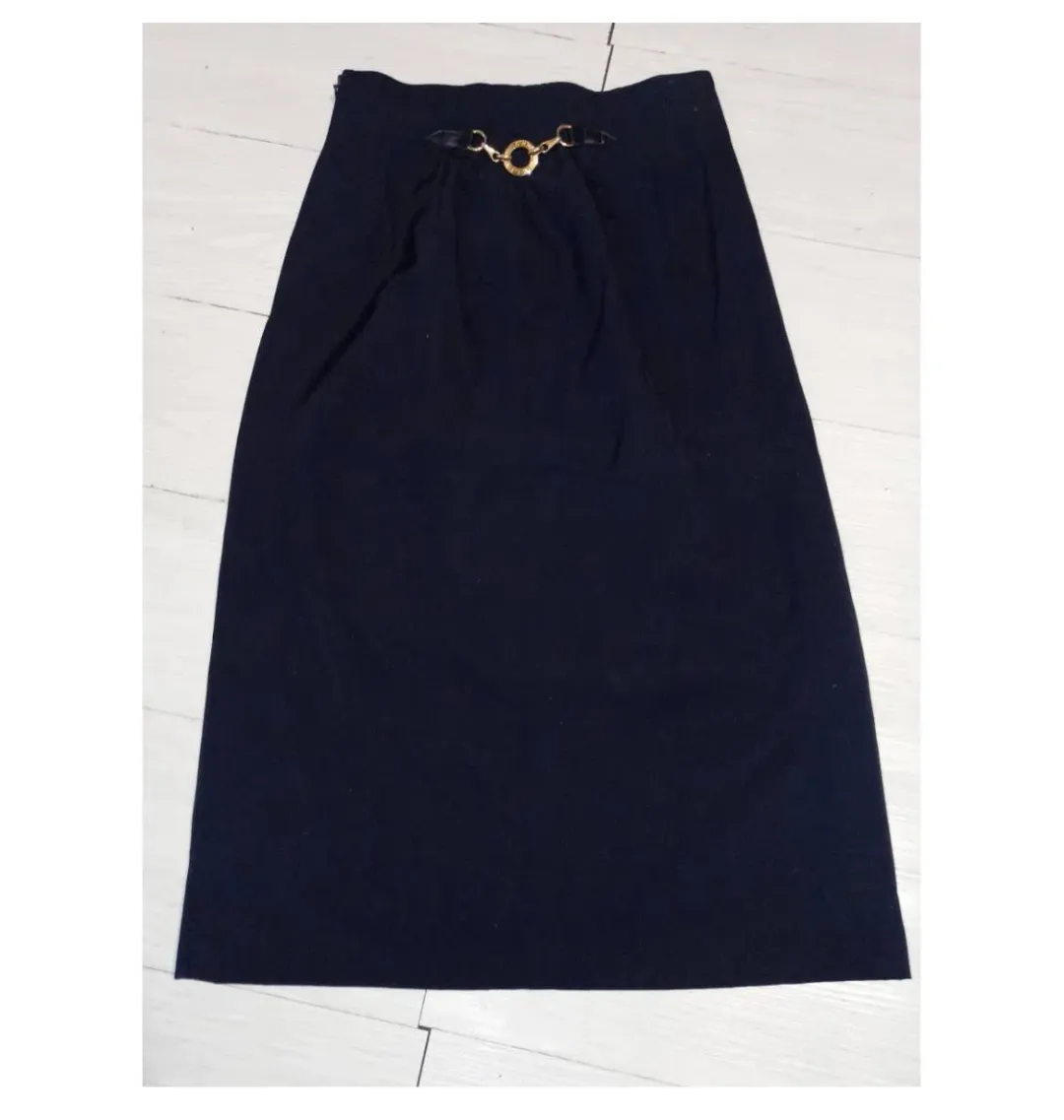 Céline Wool Mid-Length Skirt Navy Size 8 for rent on The Volte - main image