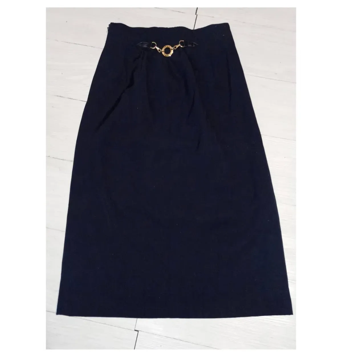 Céline Wool Mid-Length Skirt Navy Size 8 for rent on The Volte - main image