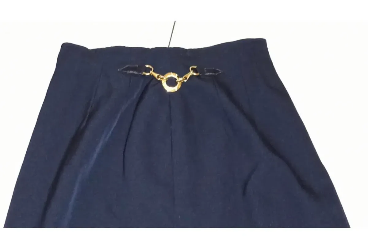 Céline Wool Mid-Length Skirt Navy Size 8 - Image 2