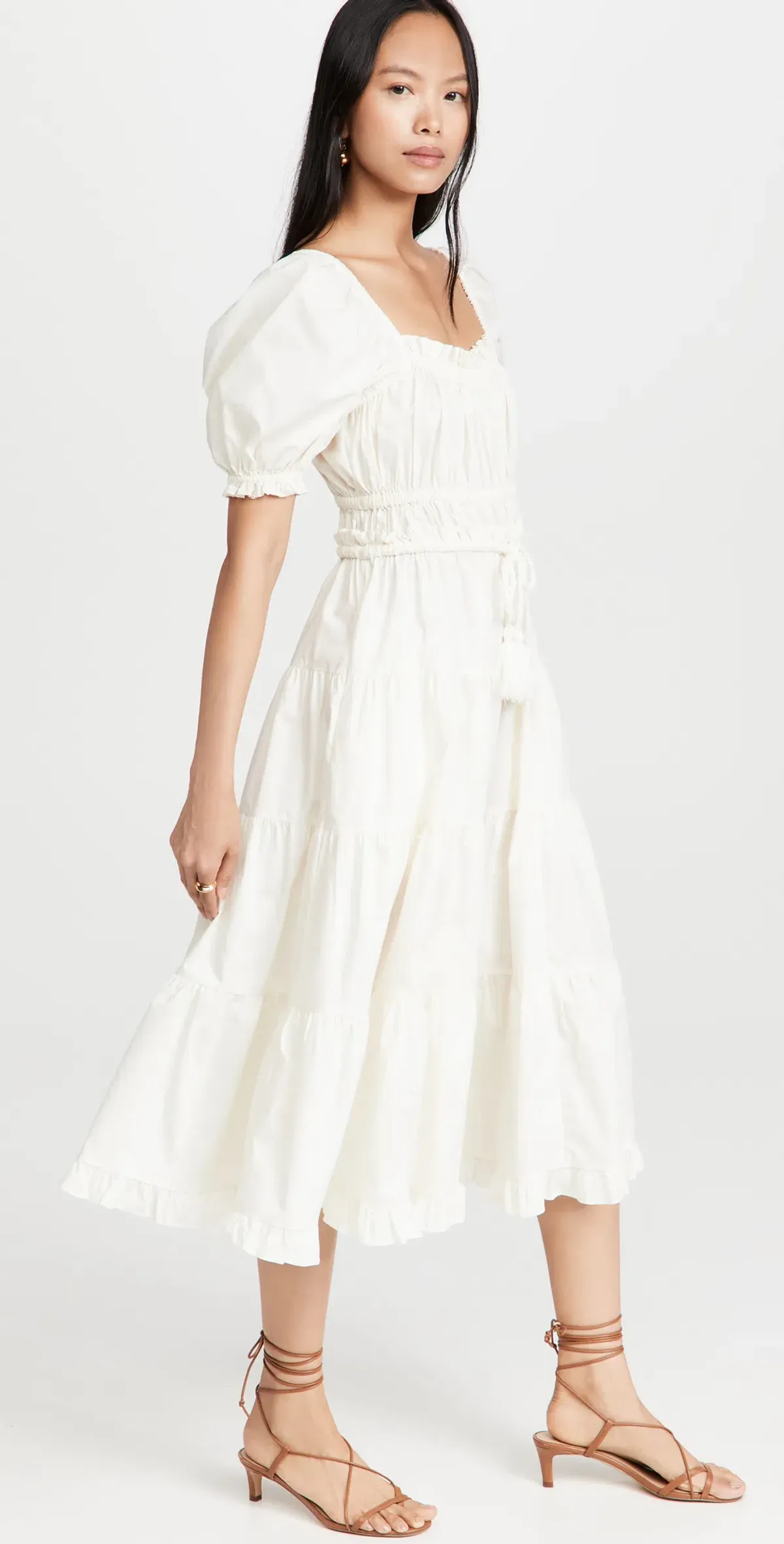 Ulla Johnson Iliana Tiered Midi Dress Cream Size 8 - Image 4