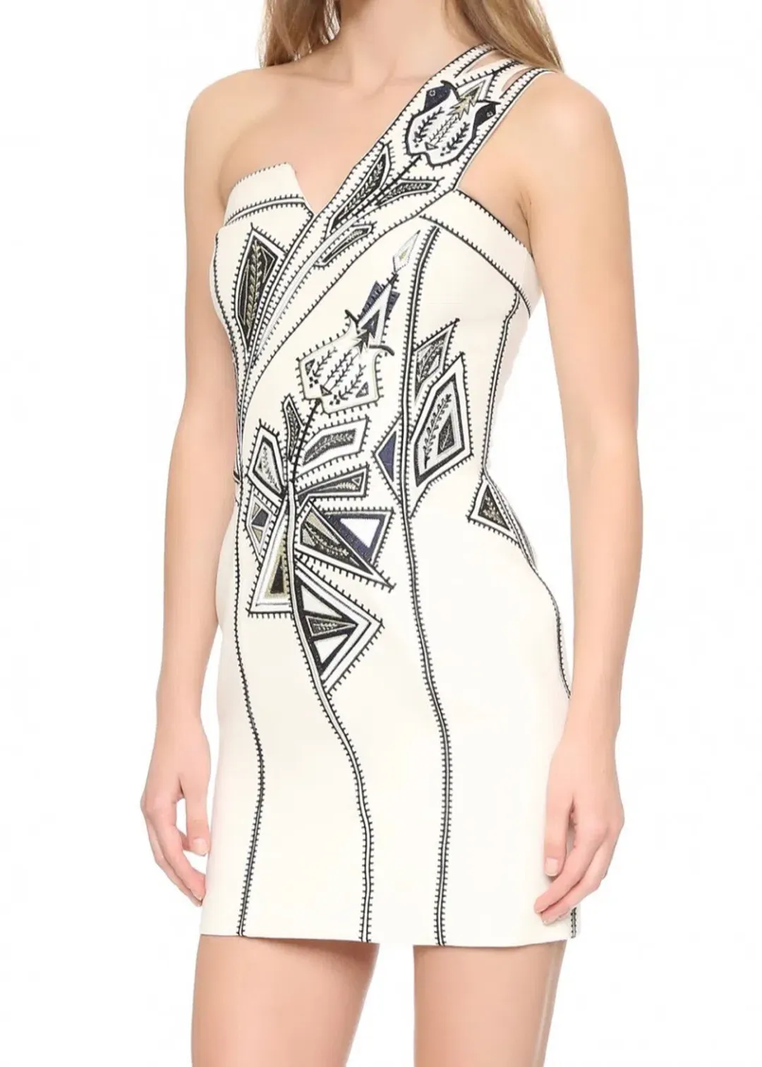 Sass & Bide Blackest Lava Embroidered Mini Dress Cream Size 8 for rent on The Volte - main image