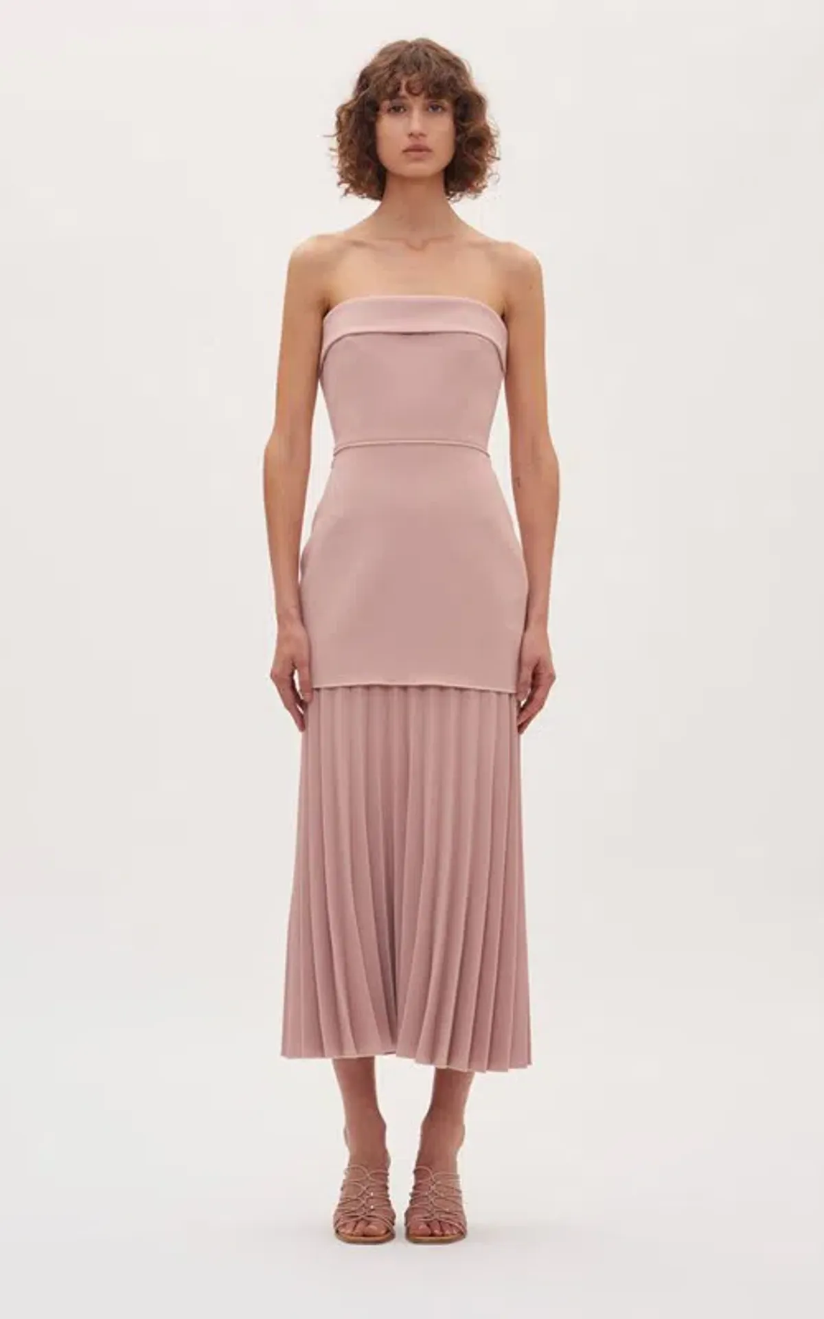 Dion Lee Linear Crepe Pleat Midi Dress Prink Size 8 - Image 1
