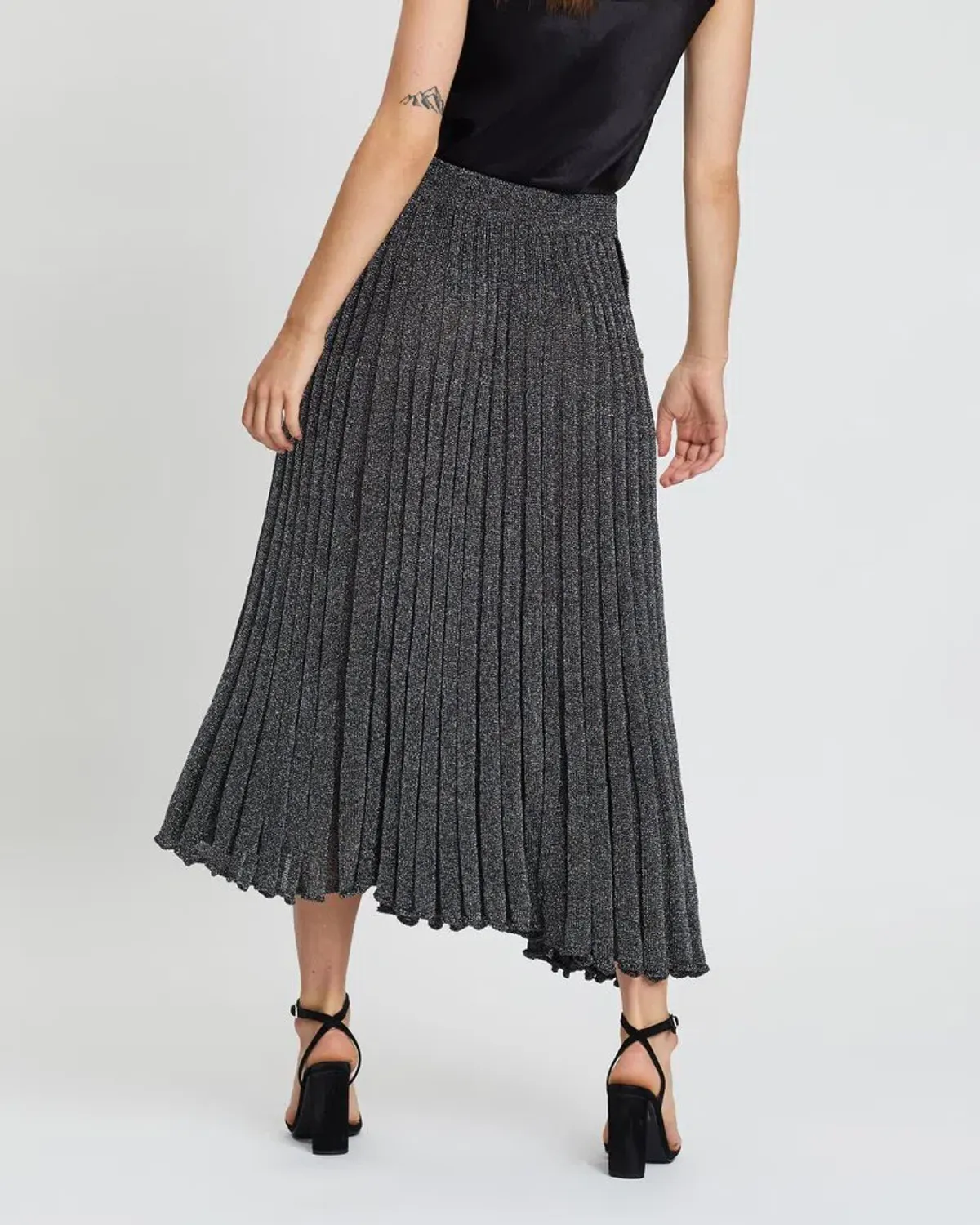 Christopher Esber Pleated Knit Skirt Grey Size 8 - Image 2