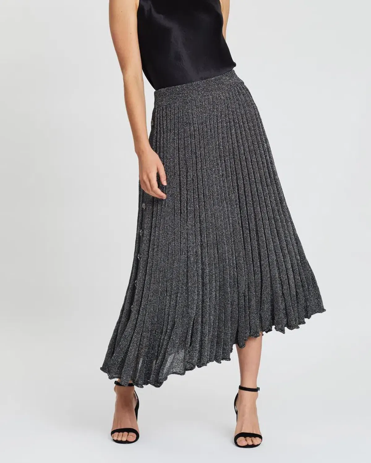 Christopher Esber Pleated Knit Skirt Grey Size 8 - Image 1