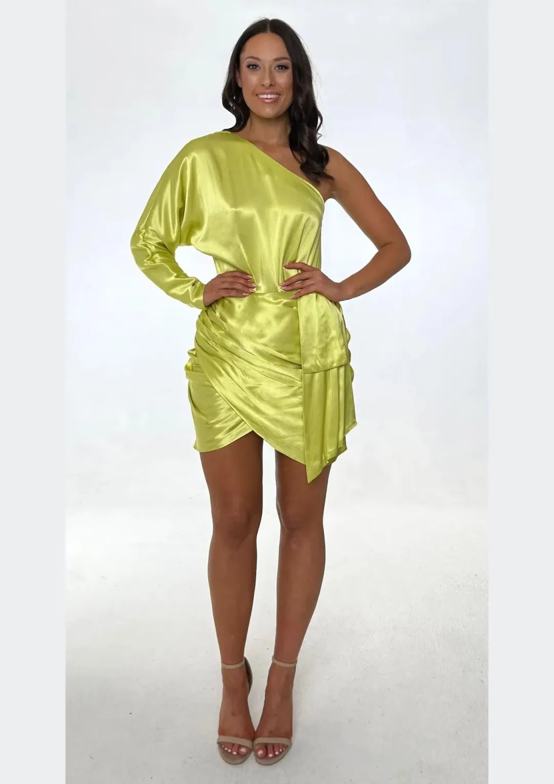 Elliatt Saronic Mini Dress in Citrus Yellow Green Size 10 for rent on The Volte - main image