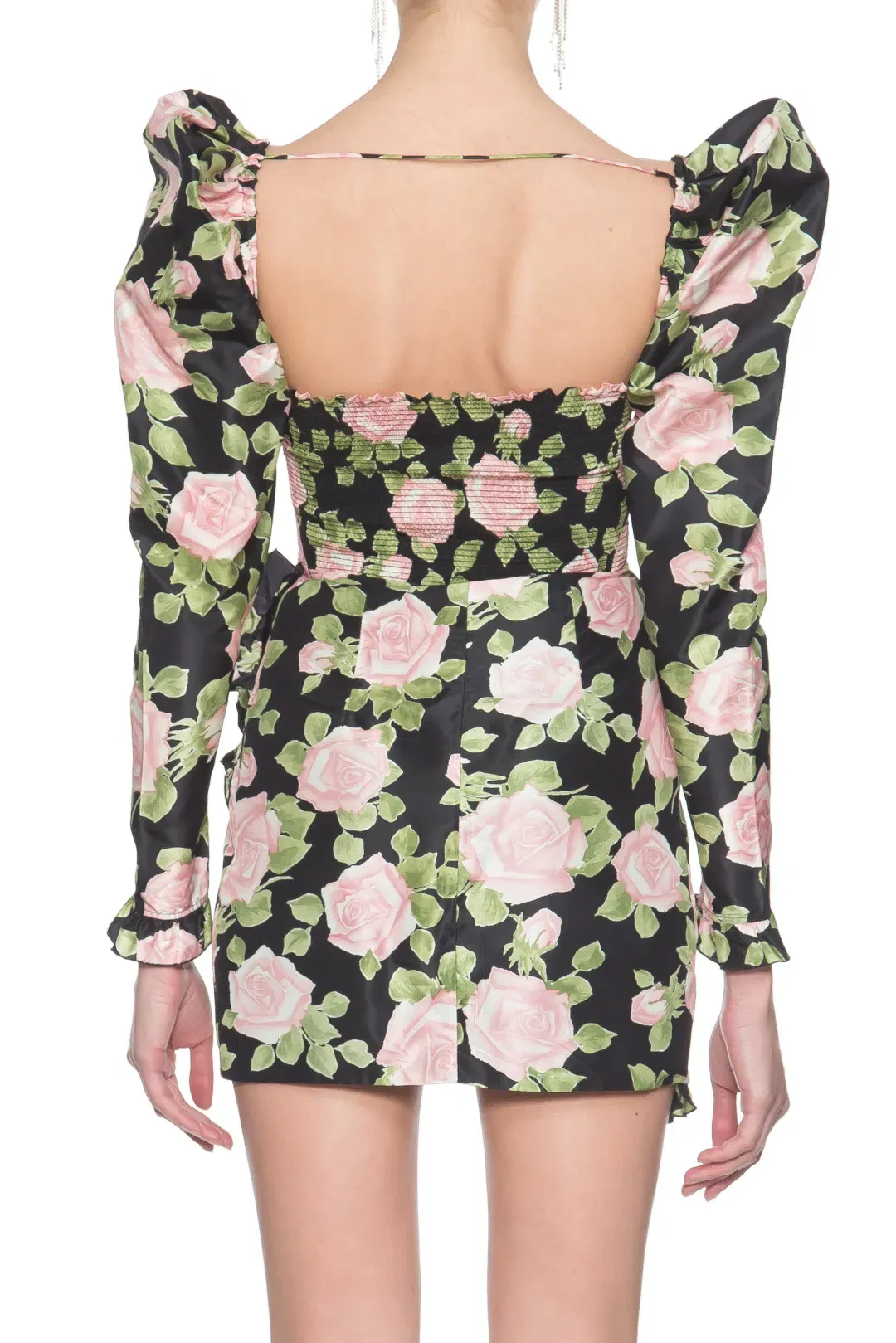 Alessandra Rich Ruffled Floral Print Silk Taffeta Mini Dress Print Size 8 for rent on The Volte - main image