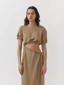 Christopher Esber Rolled Up Tee Dress in Tan Nude Size 8 for rent on The Volte - image 6