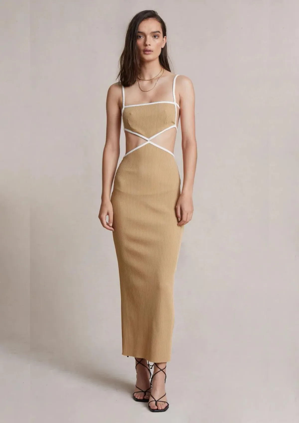Bec & Bridge Coyote Midi Dress in Camel Beige Size 10 - Image 1